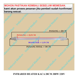 IHK28 HEATER KULKAS/INFRARED HEATER KACA/INFRARED HEATER KACA 28CM 300W 220V