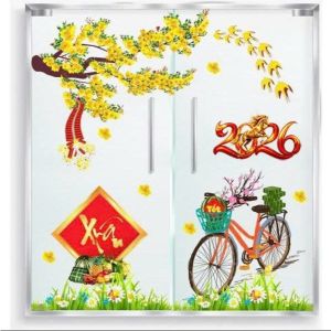 (HCM) Decal dán kính trang trí tết xuân Bính Ngọ 19 Binbin TTT19 decor văn phòng nhà hàngkhách sạn