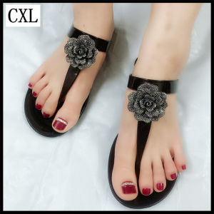 CXL Women Beautiful Flip Flop Bohemian Style Fashion Sandals Rose Pearl Jelly Flat Slippers (Size 36-41)