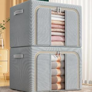 24L/66L/110L Oxford Cloth Foldable Storage Large Capacity Home Storage Box Clothes Quilt Blanket Wardrobe Clothing Organizer
