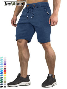 TACVASEN Mùa hè Bông chạy theo đường đua Quần đùi dành cho nam giới Quần đùi chạy bộ giản dị Thun thắt lưng thể thao Tập luyện thể thao Túi có dây kéo Quần ngắn2026
