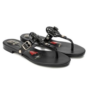 HOPE ROZA (ROSA) - MOONRAKER Women Round Toe Leather Sandal With Adjustable Strap- Soft and Anti Slip Sole Flat Leather Womens Sandals - Black