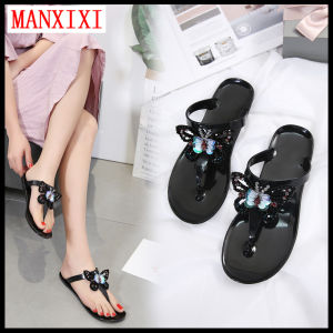 MANXIXI Fashion Women Flip Flop Bohemian Style Beautiful Butterfly Flat Slippers (Size 36-41)