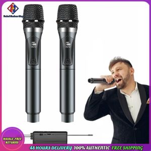 Vodool Wireless Microphone System Rechargeable Dual Handheld Cordless Dynamic Mic System with Receiver for Singing Karaoke Wedding DJ Party Speech Church