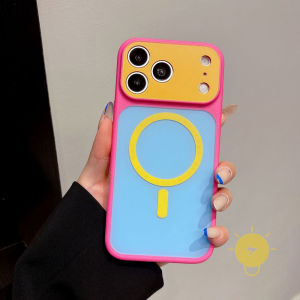 For iPhone 17 Pro Max Case Magnetic TPU Contrast Color Phone Case For 16 15 14 13 Cover Aesthetic Korean Cute
