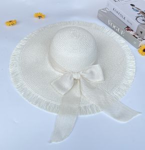 m&y shop หมวกสานปีกกว้าง ขอบรุ่ยแต่งคาดโบว์ สินค้าพร้อมส่งจากไทย C026