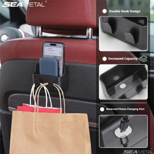 🇵🇭 SEAMETAL 3-in-1 Car Seat Water Cup Holder Storage Box Mobile Phone Mount Universal Rear Seat Drink Holder Car Interior Accessories