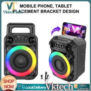[Vktech] Portable Speaker Stereo Sound Outdoor Speaker RGB Lights with Microphone Suitable for Home Theater Outdoor Dance Party