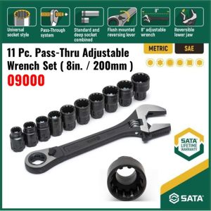 Sata 11 Pc. X6 Pass-Thru Adjustable Wrench Set ( 8"/200mm ) - 09000 Black Edition