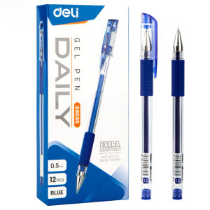 Deli 12Pcs Gel Pen Ballpen Set For School Supplies Aesthetic Stationery Black Ballpen 0.5mm 1Pc/5Pcs E6600S