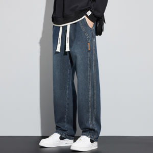 Black pants for men new style 2026 Straight leg jeans loose stretchy long pants American vintage casual wide leg pants