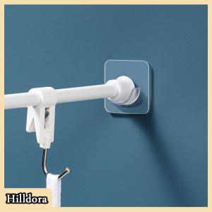[Hilldora] Strong Curtain Rod Bracket Holder Hooks For Wall Adhesive Bathroom Shower Rod Tension Retainer No Drilling Stick For Closet