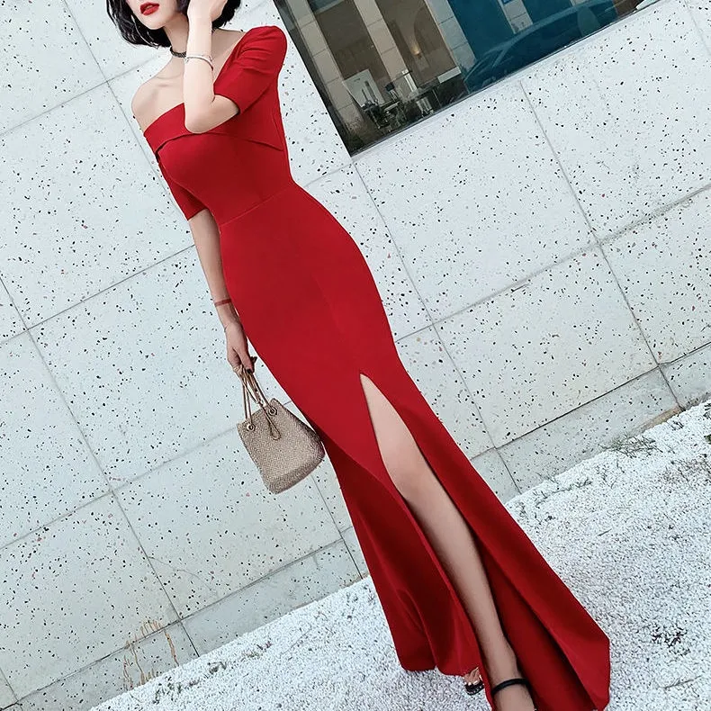 Recoal&Mall】 Fishtail formal dress women Evening Dinner Gown