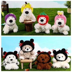 DUOJI หมวกแต่งตัว Nezha พวงกุญแจตุ๊กตาหมี ฟิกเกอร์ตุ๊กตาหมี สุนัขนิกร้าตะวันตกผลไม้ พวงกุญแจรูปสุนัขหรูหรา คาวาอิ ตุ๊กตาผ้าพลัฌ จี้ห้อยกระเป๋า ของขวัญเครื่องประดับอัญมณี