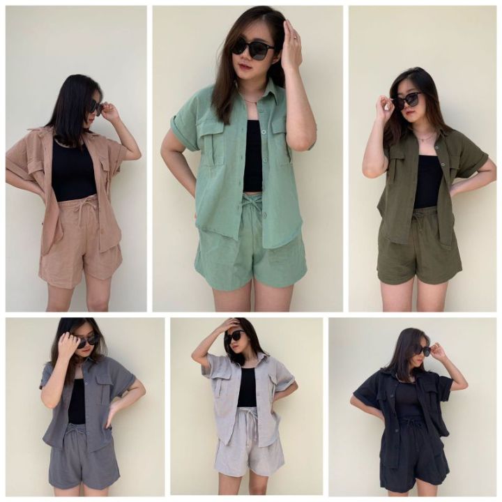 BAJU SETELAN ONE SET OUTFIT OOTD SETCEL KEMEJA WANITA DEWASA KOREA