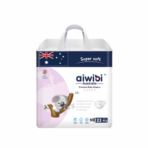 Aiwibi Newborn Comfort-Fit Diapers Soft Skin Care Nappies for 0-5kg Babies NB 22-Pack with U-Shaped Navel Design