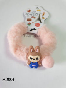 Ikat Rambut Kuncir Scrunchie Bulu Labubu Lucu – Lembut Stylish dan Nyaman