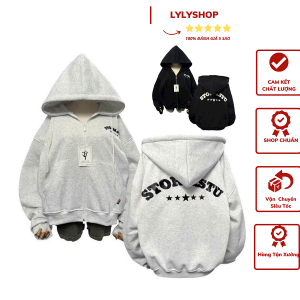 Áo Khoác Chất nỉ bông dày mịn nón 2 lớp to rộng dây kéo phaotay rộng 2 Size L XL