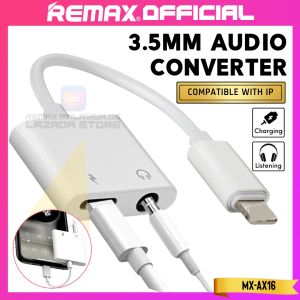 Penyesuai MOXOM OFFICIAL Gaming Audio Jack Phone Adapter To AUX 3.5mm Connector Auxiliary Earphone Headphone Converter Splitter Music + 2A Charging PD LRAX16