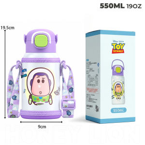 Disney Toy Story Dual Drink Water Bottle 550ml 316 Stainless Steel Straw Cup Leakproof Portable Flask- HoneyLion