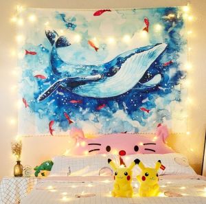 [ Vải Dày ] Thảm treo tường decor phòng ngủ size 150x130 vải treo tường vintage tranh vải treo tường trang trí phòng ngủ cute tặng phụ kiện treo dễ dàng