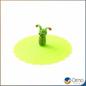 Orna ฝาปิดซิลิโคนถ้วยแก้ว ที่จับเป็นการ์ตูน ขนาด10cm นำกลับมาใช้ใหม่ได้ Cup Lid