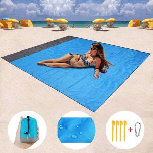 HIKAYA Beach Blanket Waterproof Sand Proof - Oversized Lightweight Beach Mat Quick Drying & Compact - Outdoor Portable Blanket for Camping Picnics Hiking