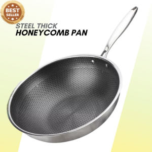Center Point Stainless Steel Non Stick Wok Pan Honeycomb Stainless Pan Wok For Induction Cooker & Gas Stove 32cm