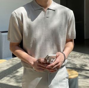 Polo T Shirt For Men Black Summer Casual All-match Short Sleeves Collar Polo Shirt For Man Top