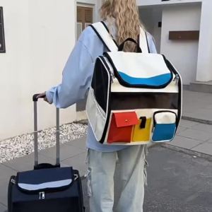 Cat Bag  Cat Outing Travel Portable Backpack Breathable Trolley Case Large Capacity Dog Backpack