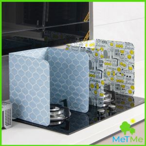 MetMe แผ่นกันน้ำมัน แผ่นอลูมิเนียมฟอยล์กันน้ำมันกระเด็น ฉากกั้นน้ำมันกระเด็น สำหรับ 1 เตา plate to prevent oil spillage