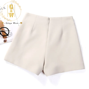 Glliya Wish Large size Womens Chiffon Shorts High Waist A Line Casual Short Summer Thin Short / Button Though Shorts(S-4XL)