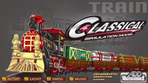 (In stock) Christmas Electric Train Set with Sound Smoke Light Steam Toys Gift for Kids Locomotive Engine Carriage Track Railway Model
