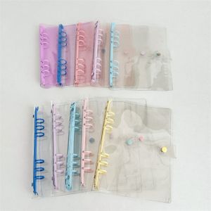 LUJIN พีวีซีและโลหะ A5ตัวยึด 6-Hole โปร่งใสโปร่งใส ที่ใส่โฟโต้การ์ด แฟชั่นสำหรับผู้หญิง หลายสี เปลือกโน้ตบุ๊คใบหลวม นักเรียนก็อก