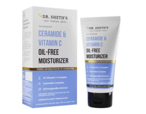 Dr. Sheths Ceramide & Vitamin C Oil Free Lightweight Moisturizer to Hydrate & Brighten Skin with Vitamin C Ceramide & Ashwagandha Daily Use Cream for Oily Skin 50g