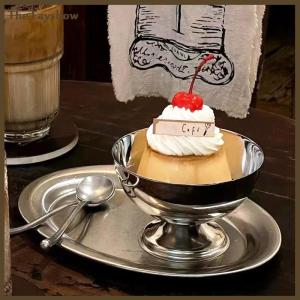 [The Fayshow] Ice Cream Cups Salad Bowl Stainless Steel Bowl Dessert Fruit Plate Snack Dish Party Supplies