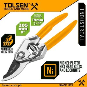 TOLSEN Industrial 8" Bypass Pattern Pruning Shear (205mm) Aluminum Body 31038