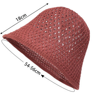 หมวกถักไหมพรมระบายอากาศได้ดีสำหรับผู้หญิงฤดูร้อน Topi Bucket กันยูวีสำหรับ MODE Korea หมวกชายหาดกันแดดกลางแจ้งหมวกแบบมีที่บังแสงโดมแบบพับได้