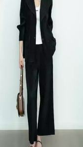 Miyake Thick Suit Womens High-class Professional Commuter All-match Suit Jacket or Straight Pants # 251010zsj-WT9363-25H287 (Jacket and pants are sold separately)