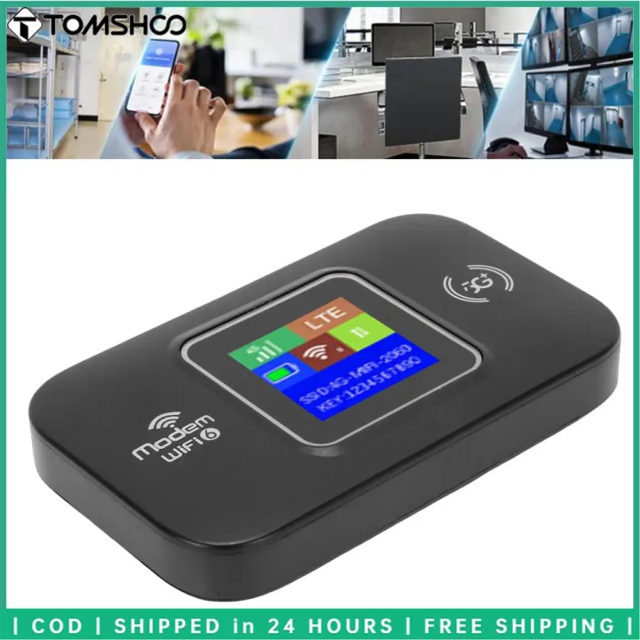 TOMSHOO 4G Mobile WiFi 300Mbps Dual SIM Card Slot Plug and Play Travel WiFi Hotspot Router with Color LED Display Screen