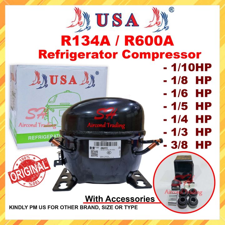 USA REFRIGERATOR COMPRESSOR R134A R600A R290 1/2HP 3/8HP 1/3HP 1/4HP 1 ...