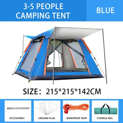 3-6 person tent Person Waterproof Automatic tent Pop Up Double Layers Camping Tent With Yard Tent