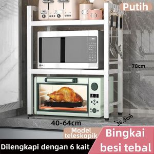 Rak Microwave Perlengkapan Multifungsi Dapur Rak Oven Rak Bumbu Rak Dapur Besi