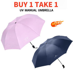 BUY 1 TAKE 1 Umbrella Sunscreen Automatic/Manual Black Coated UV Protection Umbrella Folding UV