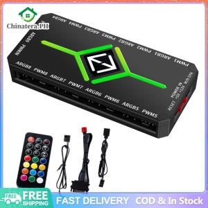 1 To 9 Ports 3 in 1 PWM Fan Hub SATA Power Supply ARGB Fan HUB Splitter PWM & ARGB Hub Splitter for Computer PC Case Fan