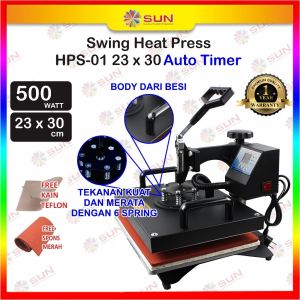 Mesin Press Sablon Kaos A4 23x30 Mini Digital Swing / Putar  ES-01 / ES-02 (Auto Timer)  untuk Kaos Bag Puzzle Plat Aluminium Bantal ( DTG DTF Polyflex Sublime Transfer Paper Platisol Rubber )