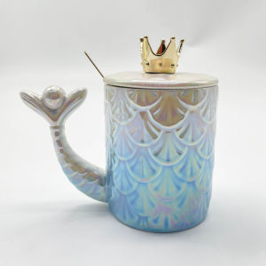 Insulaone แก้วมัคเซรามิค รูปทรงนางเงือก สีชมพู สีฟ้า น่ารักๆ ขนาด 420 มล. ของขวัญวันเกิดผู้หญิง