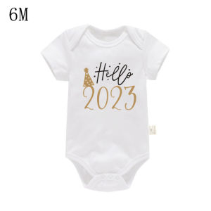 Hello 2023 Baby Bodysuit 2023 New Year Newborn Baby Short Sleeve Bodysuit New Year Dress Cotton Bodysuits Boy And Girl Birth Crawling Short Sleeve Sportswear Suit Holiday Party Gift