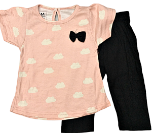 Baju Dan Leggings Set Budak Perempuan 1-3 Yrs Girls Tops And Leggings Set Baju Siang Perempuan Set Baju Baby Girl Brand SDM