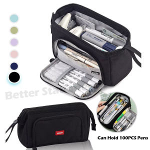 I know Large Capacity Kawaii Pencil Case Canvas Pen Pouch Boxes Multi Functional Portable Pencil Case Organizer Cute Korean for Girls School Office Supplies Accessories